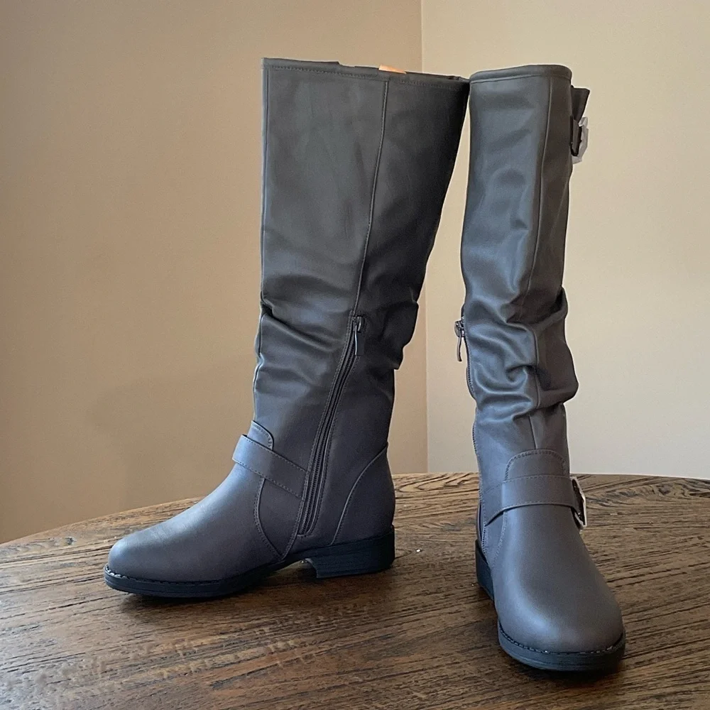 Journee Collection Gray Over the Knee Boots